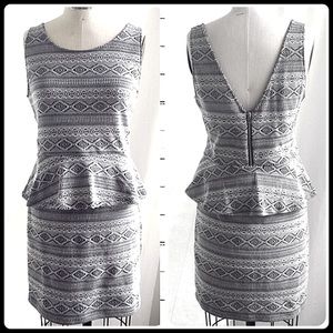 H&M aztec peplum dress